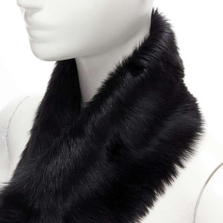 RALPH LAUREN Purple Collection 100% lamb shearling fur black loop through scarf For Sale 3