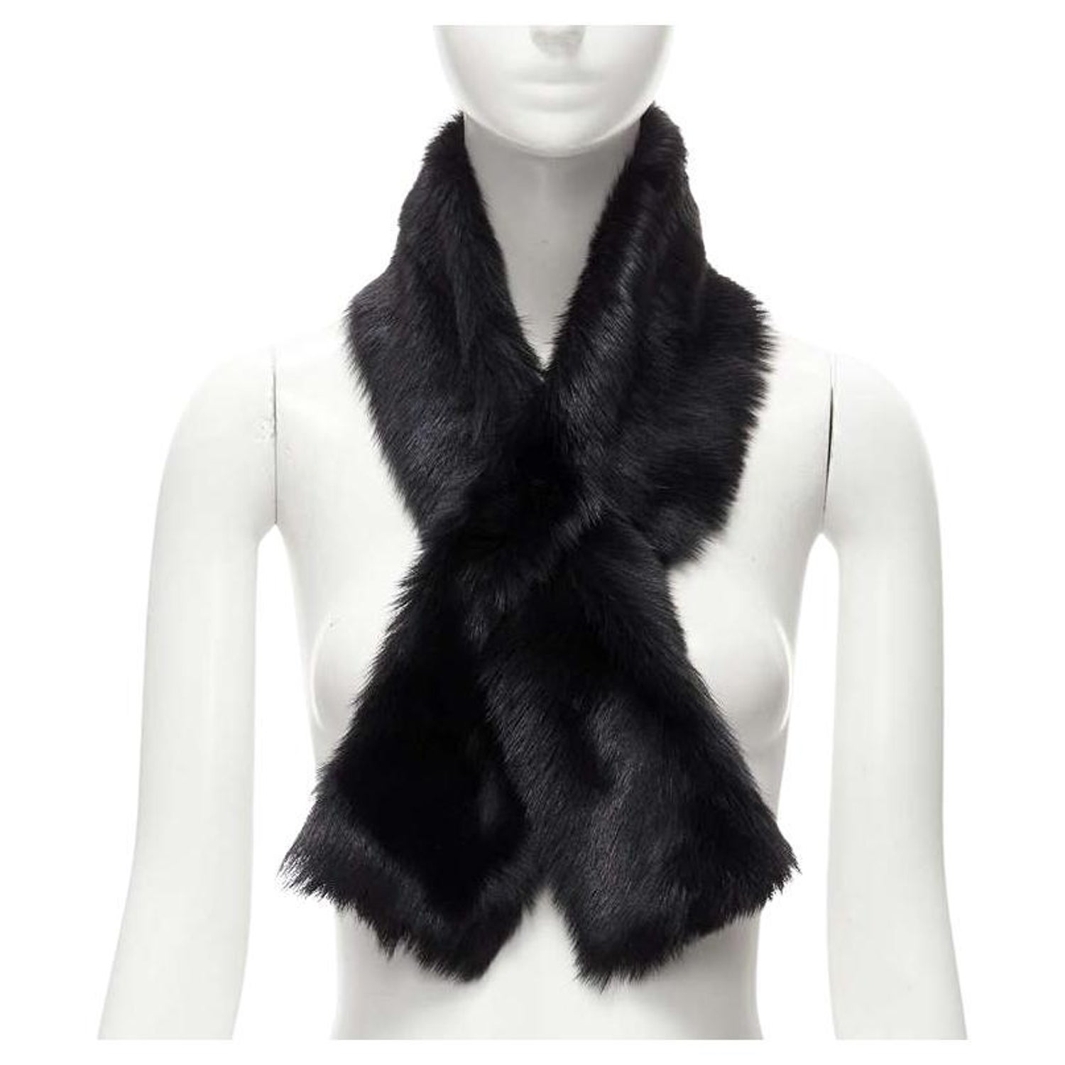 RALPH LAUREN Purple Collection 100% lamb shearling fur black loop through  scarf For Sale at 1stDibs