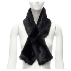 RALPH LAUREN Purple Collection 100% lamb shearling fur black loop through scarf