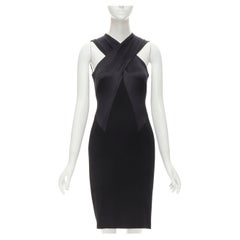 RALPH LAUREN Purple Collection black panelled crossbody neckline dress US2 S