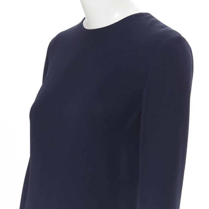 RALPH LAUREN Purple Collection navy blue viscose crepe 3/4 sleeve top US0 XS For Sale 2