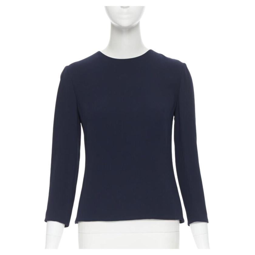 Ralph Lauren Collezione Purple blu navy in crepe di viscosa con maniche a 3/4 US0 XS