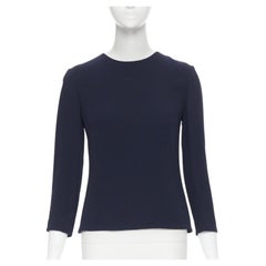 Ralph Lauren Collezione Purple blu navy in crepe di viscosa con maniche a 3/4 US0 XS