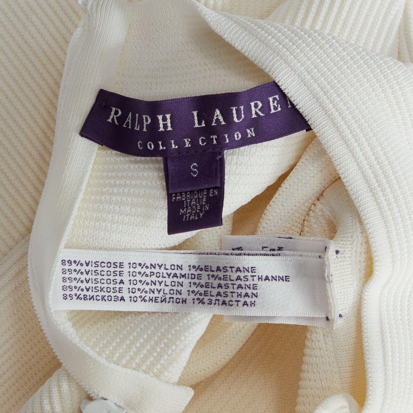 RALPH LAUREN PURPLE COLLECTION white textured knit mock collar vest top S 5