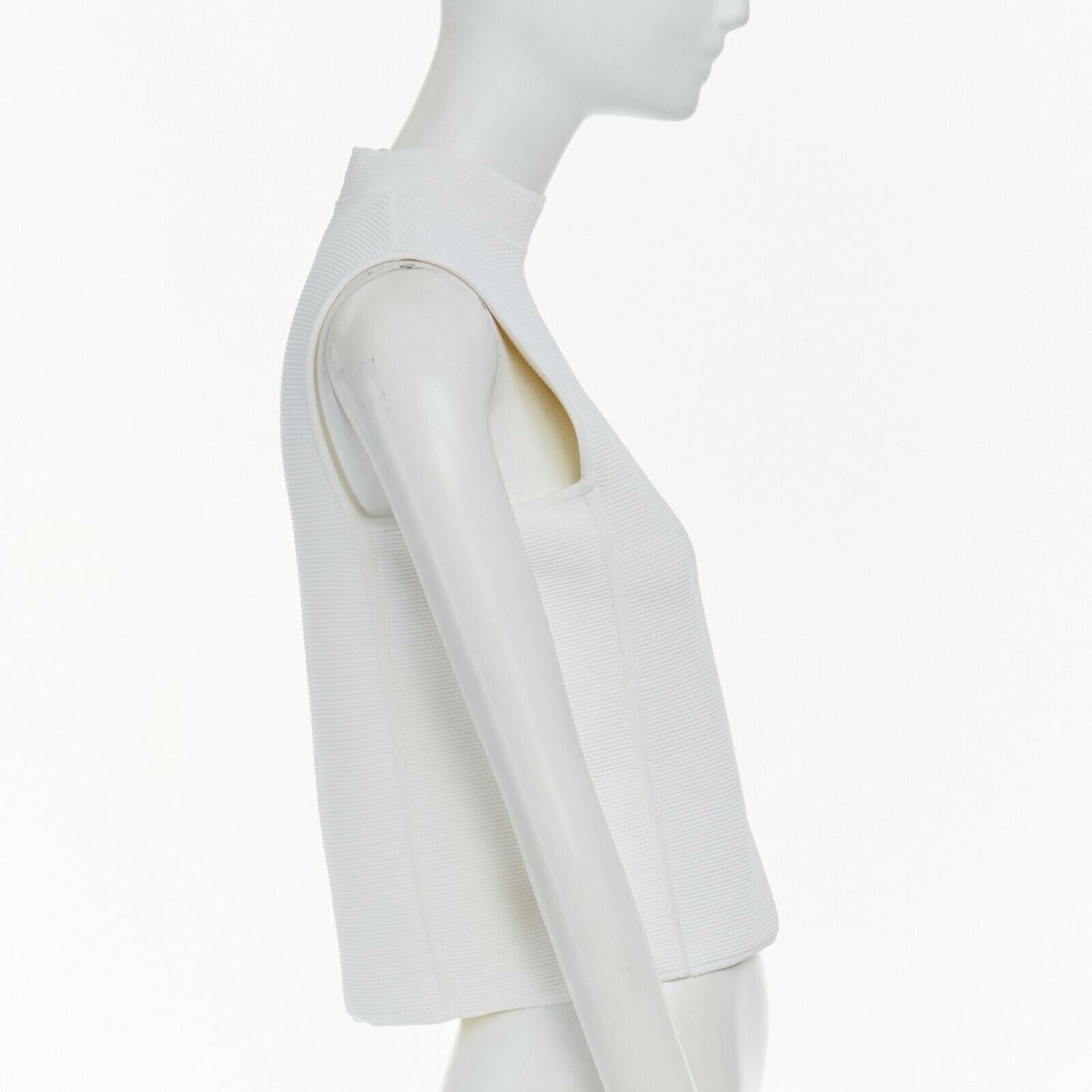 Women's RALPH LAUREN PURPLE COLLECTION white textured knit mock collar vest top S