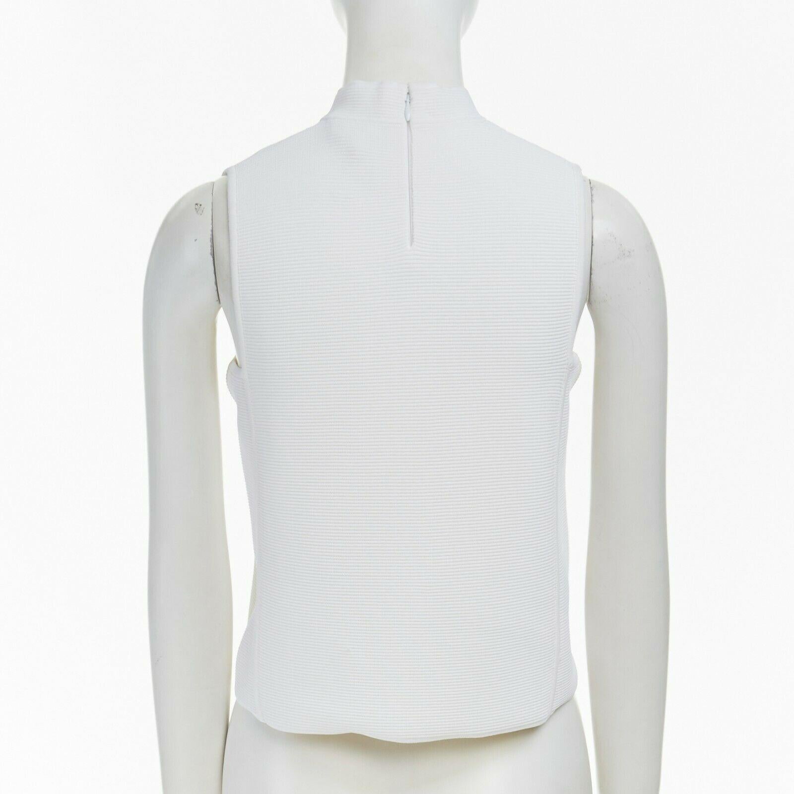 RALPH LAUREN PURPLE COLLECTION white textured knit mock collar vest top S 1