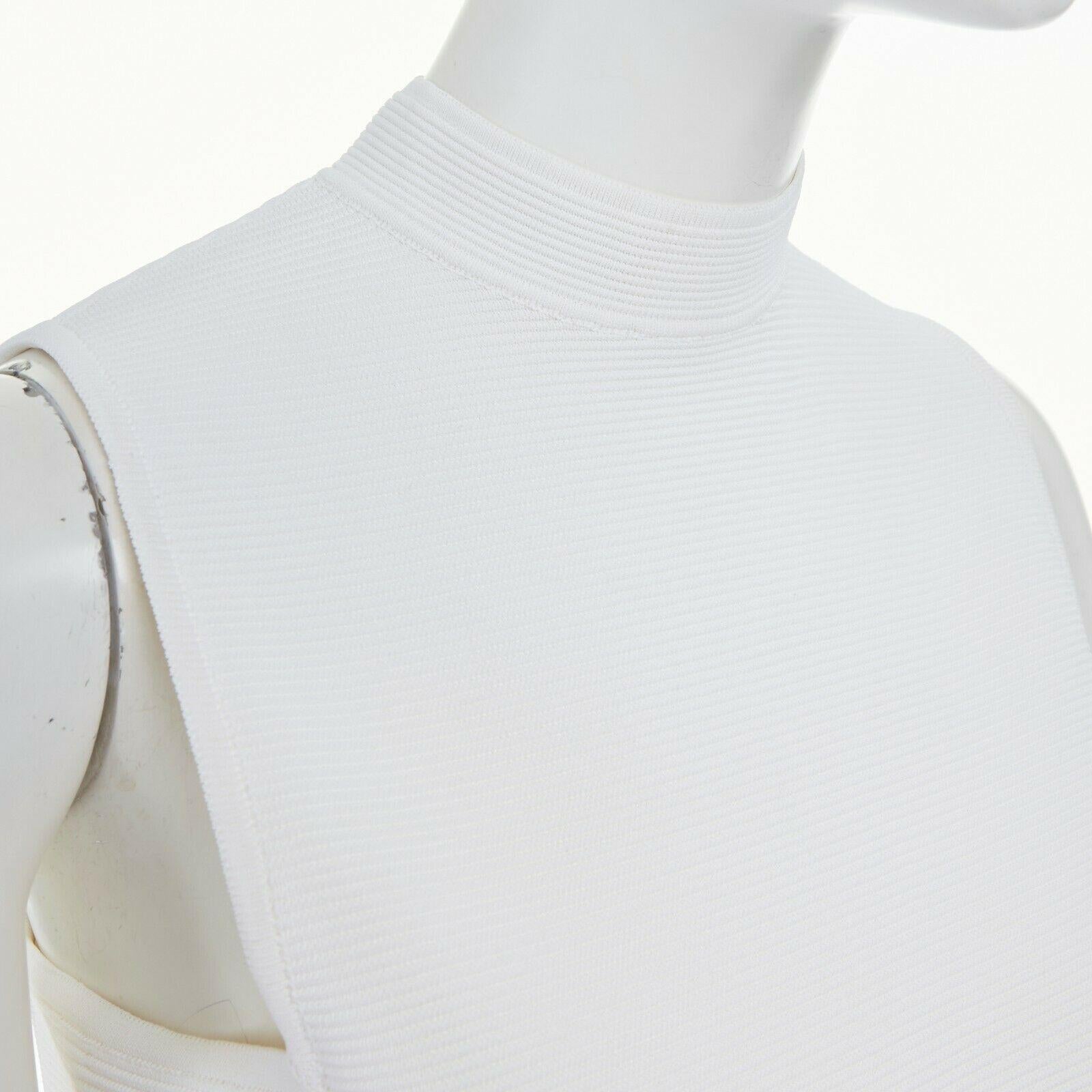 RALPH LAUREN PURPLE COLLECTION white textured knit mock collar vest top S 3