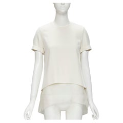 RALPH LAUREN PURPLE COLLETION cream crepe layered hem tshirt  top US0 XS