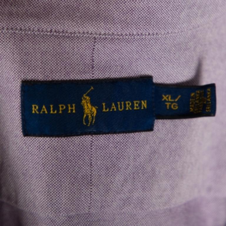 Ralph Lauren Purple Cotton Short Sleeve Button Front Shirt XL For Sale 1