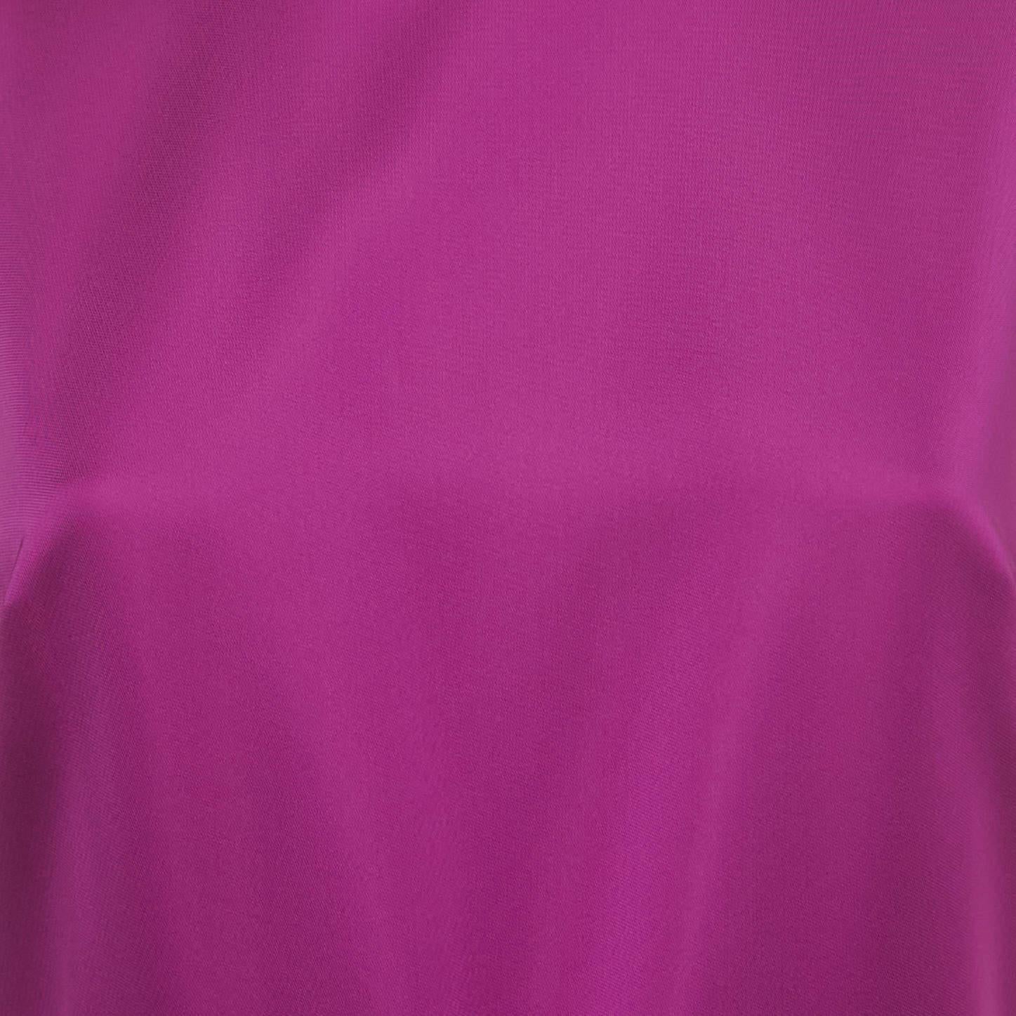 Ralph Lauren Purple Crepe Sleeveless Belted Cadence Dress M In Excellent Condition In Dubai, Al Qouz 2