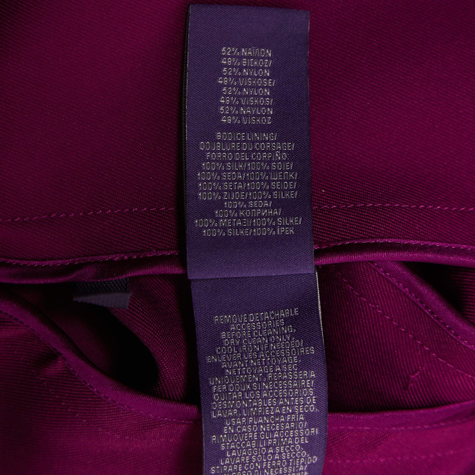 Women's Ralph Lauren Purple Crepe Sleeveless Belted Cadence Dress M