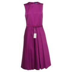 Ralph Lauren Purple Crepe Sleeveless Belted Cadence Dress M