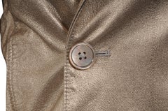 Ralph Lauren Purple Double Breasted Buker Jacket Size Medium Gold Leather Coat