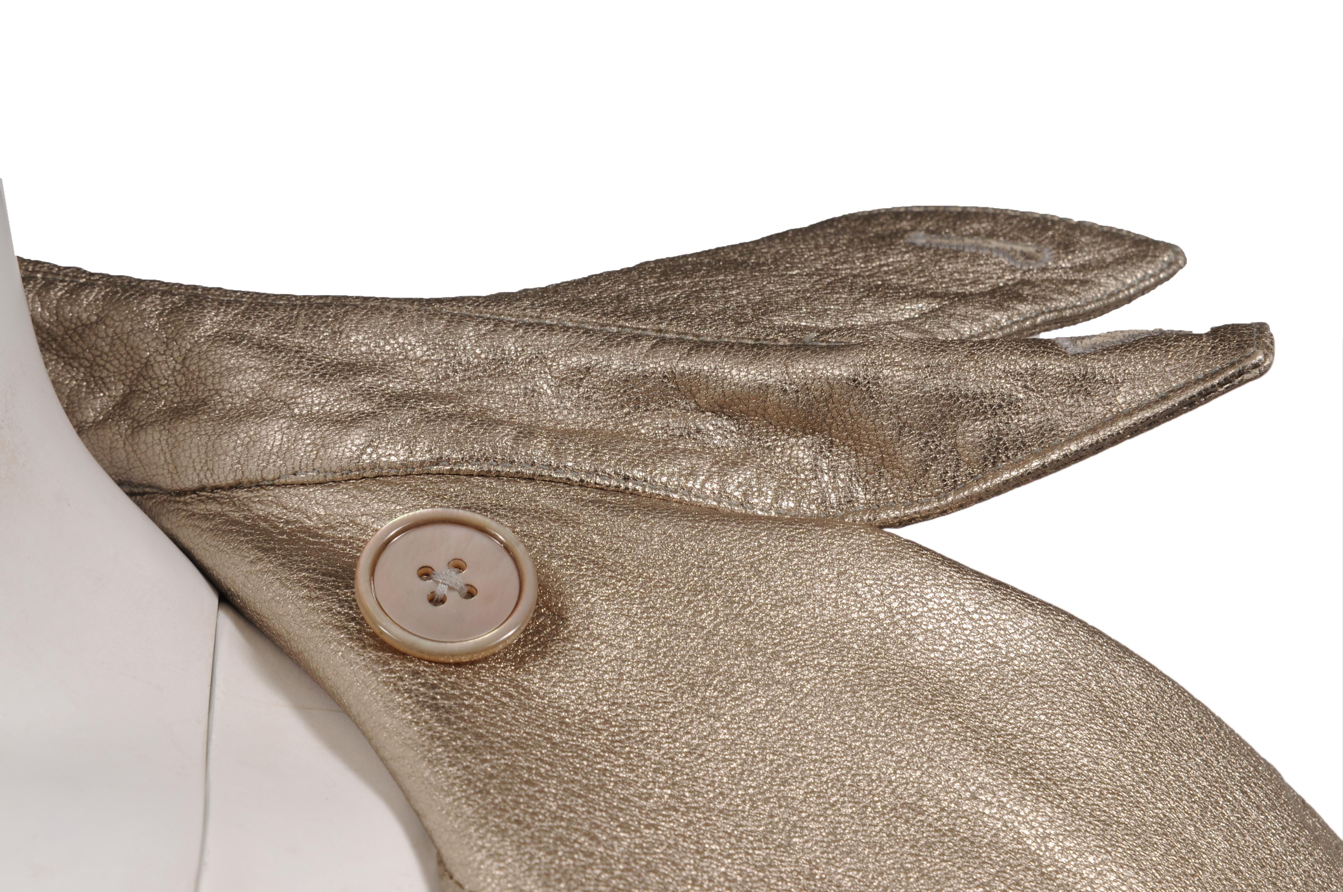 Ralph Lauren Chaqueta Buker Púrpura Doble Pechera Talla Mediana Abrigo Cuero Dorado en venta 4