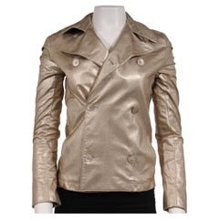 Ralph Lauren lila doppelreihige Buker Jacke Größe Medium Gold Ledermantel