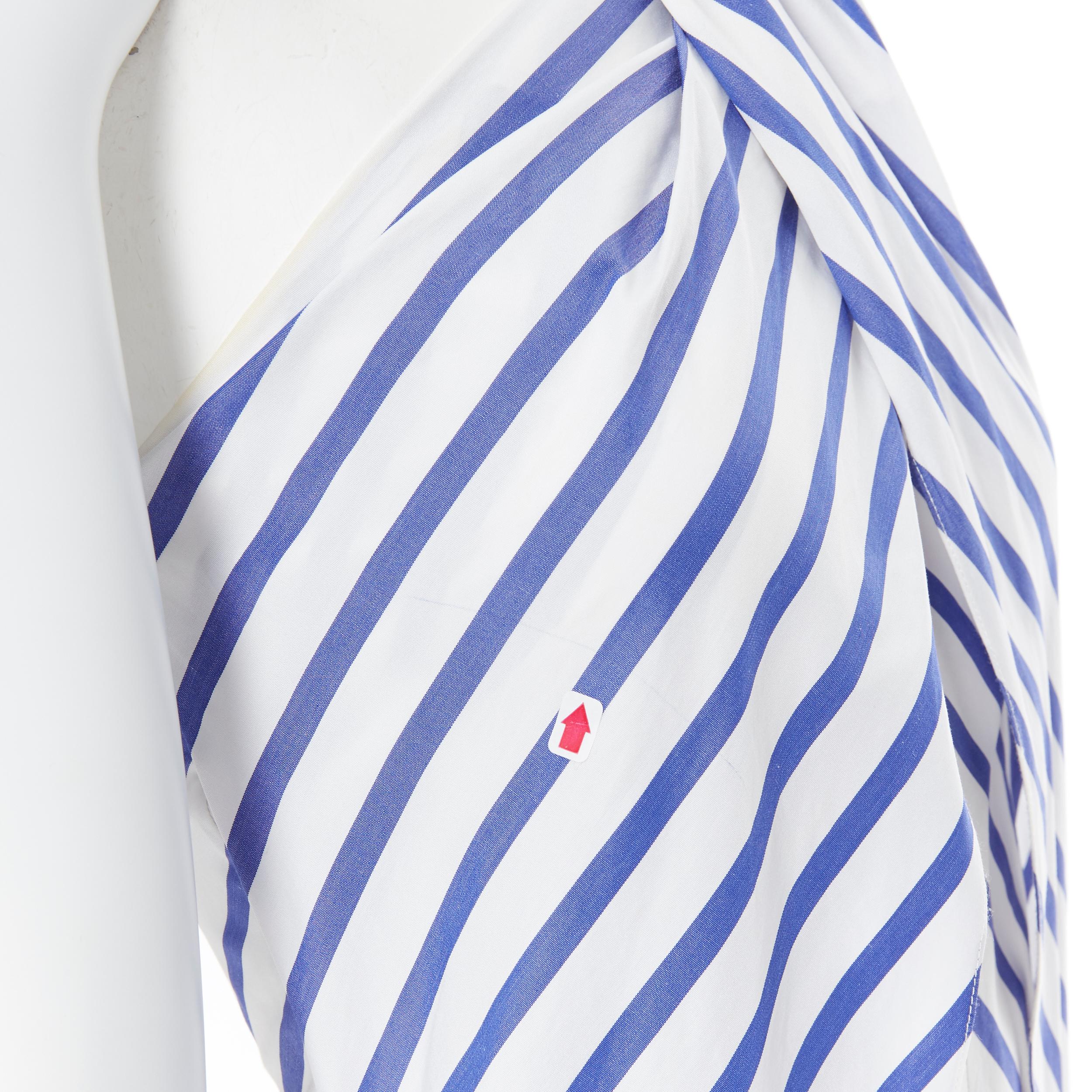 RALPH LAUREN PURPLE LABEL 100% cotton blue white stripe halter jumpsuit US2 1