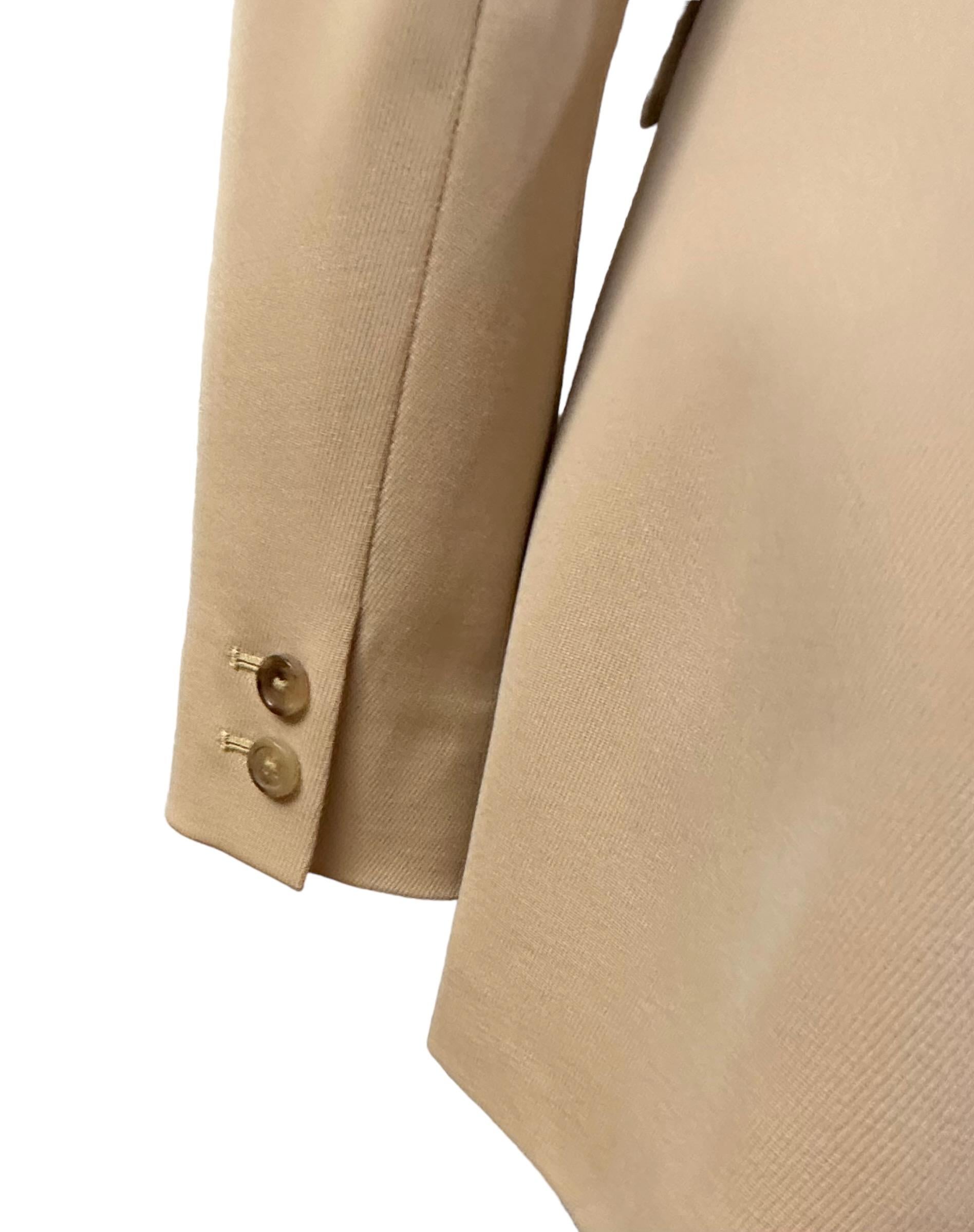 Ralph Lauren Purple Label Beige Wool Leather Collar Single Breasted Jacket In Excellent Condition For Sale In Geneva, CH