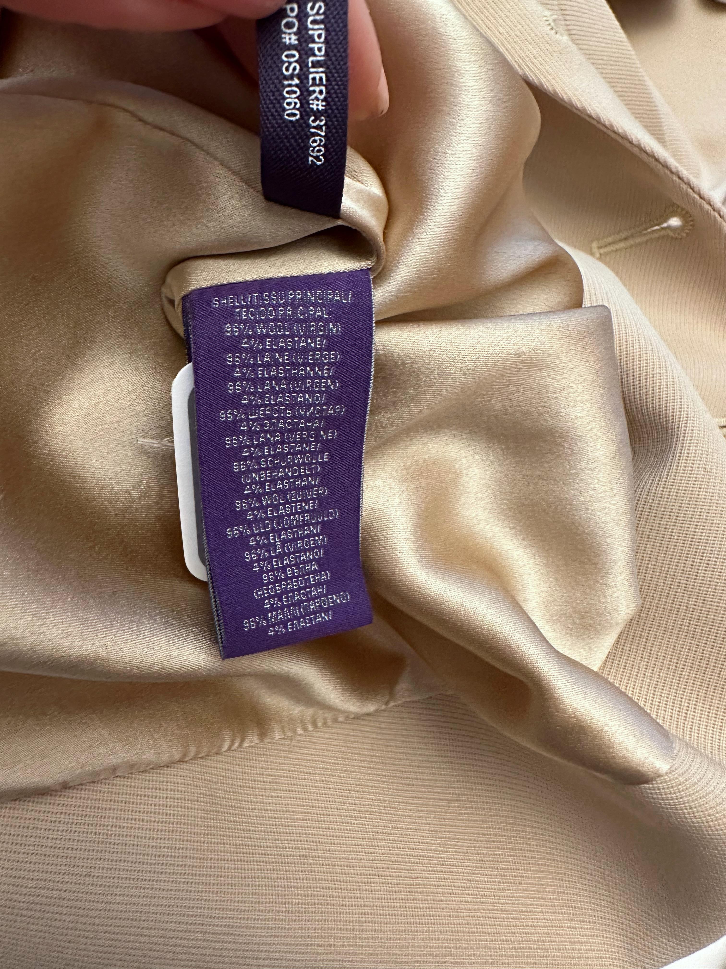 Ralph Lauren Purple Label Beige Wool Leather Collar Single Breasted Jacket For Sale 1