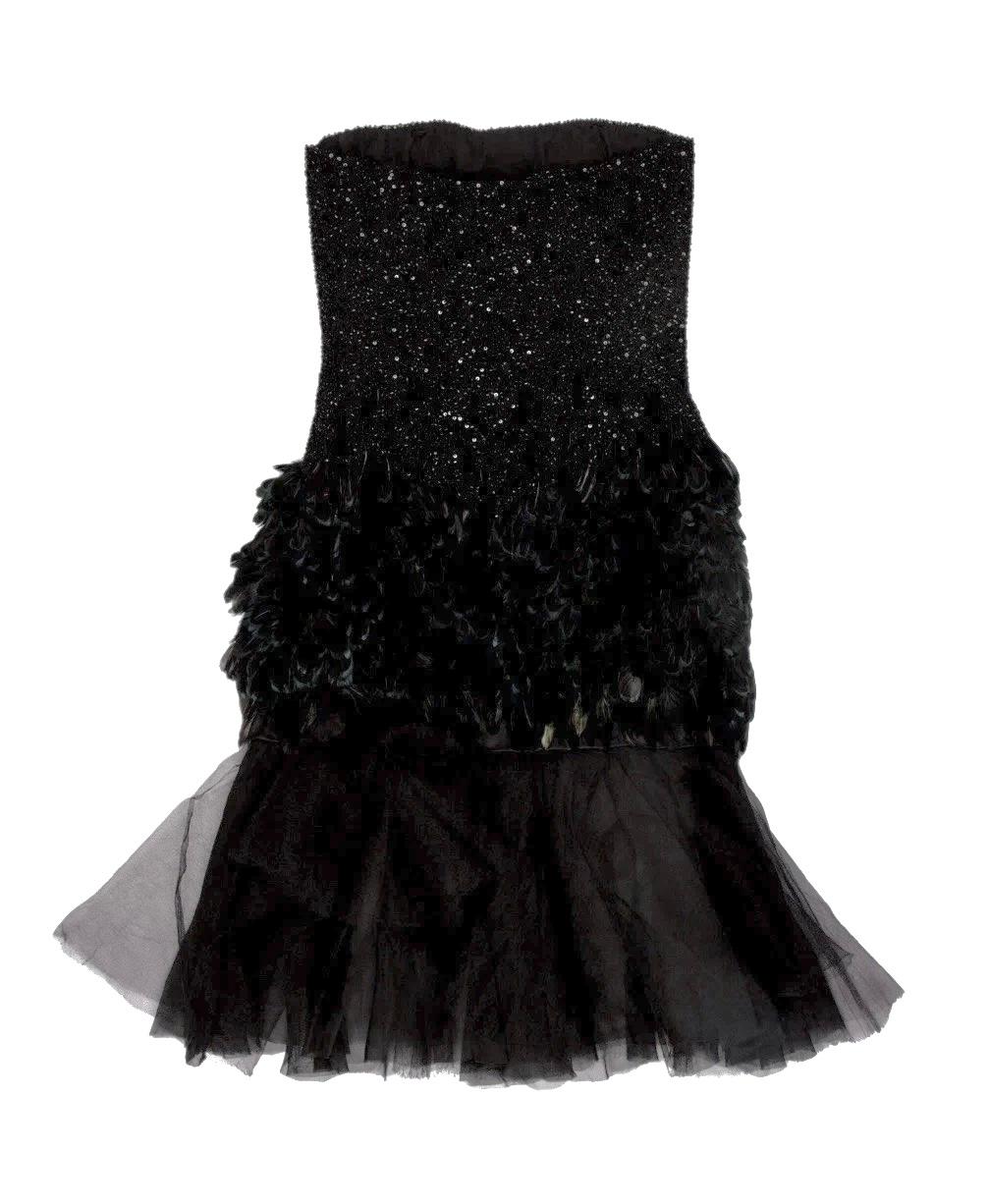 Ralph Lauren Purple Label Schwarzes, perlenbesetztes, trägerloses Cocktailkleid aus Seide, F/W 2008 im Zustand „Hervorragend“ im Angebot in Kingston, NY
