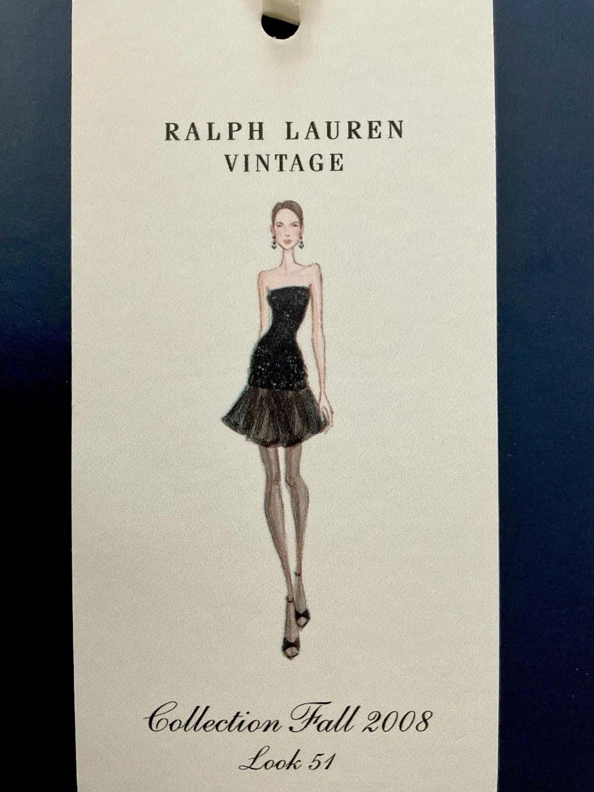Ralph Lauren Purple Label Schwarzes, perlenbesetztes, trägerloses Cocktailkleid aus Seide, F/W 2008 im Angebot 1