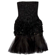 Ralph Lauren Purple Label Black Beaded Silk Strapless Cocktail Dress, F/W 2008