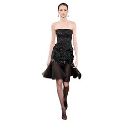 Ralph Lauren Purple Label Black Beaded Silk Strapless Cocktail Dress, F/W 2008