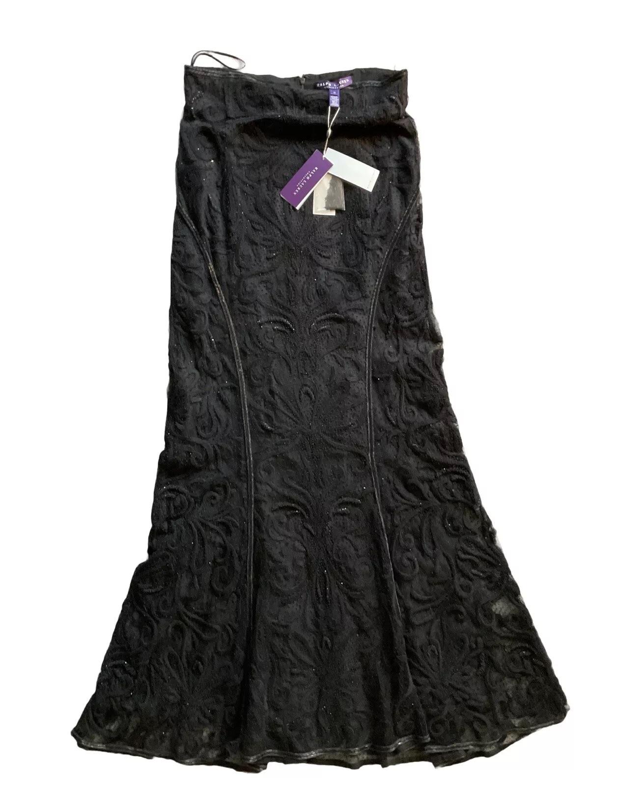 Ralph Lauren Purple Label Black Beaded Tulle Maxi Skirt, S/S 2013 For Sale 1