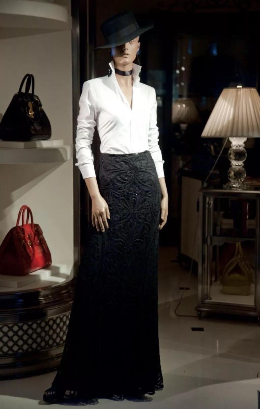 Ralph Lauren Purple Label Black Beaded Tulle Maxi Skirt, S/S 2013 For Sale 3
