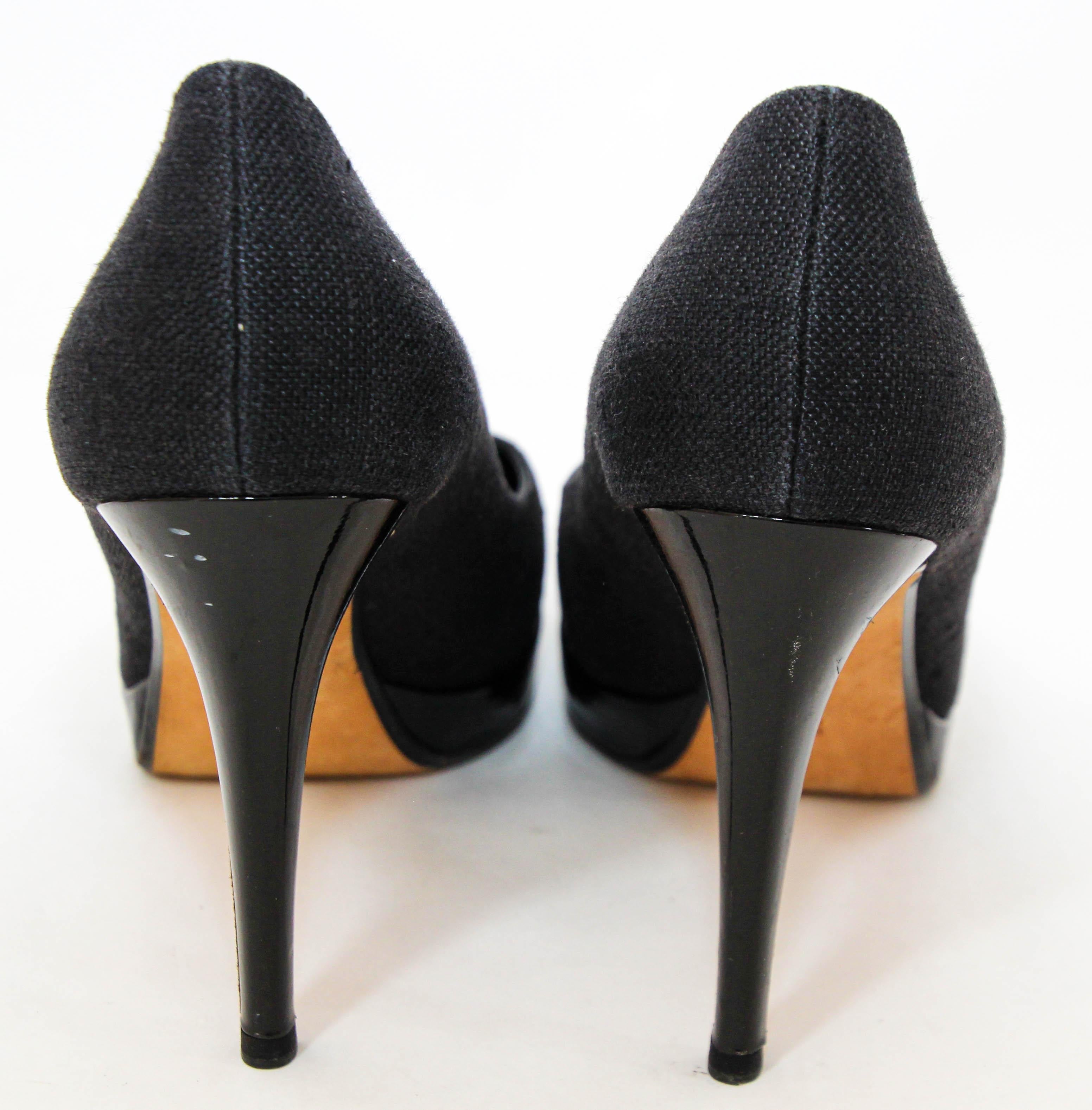 Ralph Lauren Purple Label Black Celia Tweed Heels Size 9.5 en vente 7