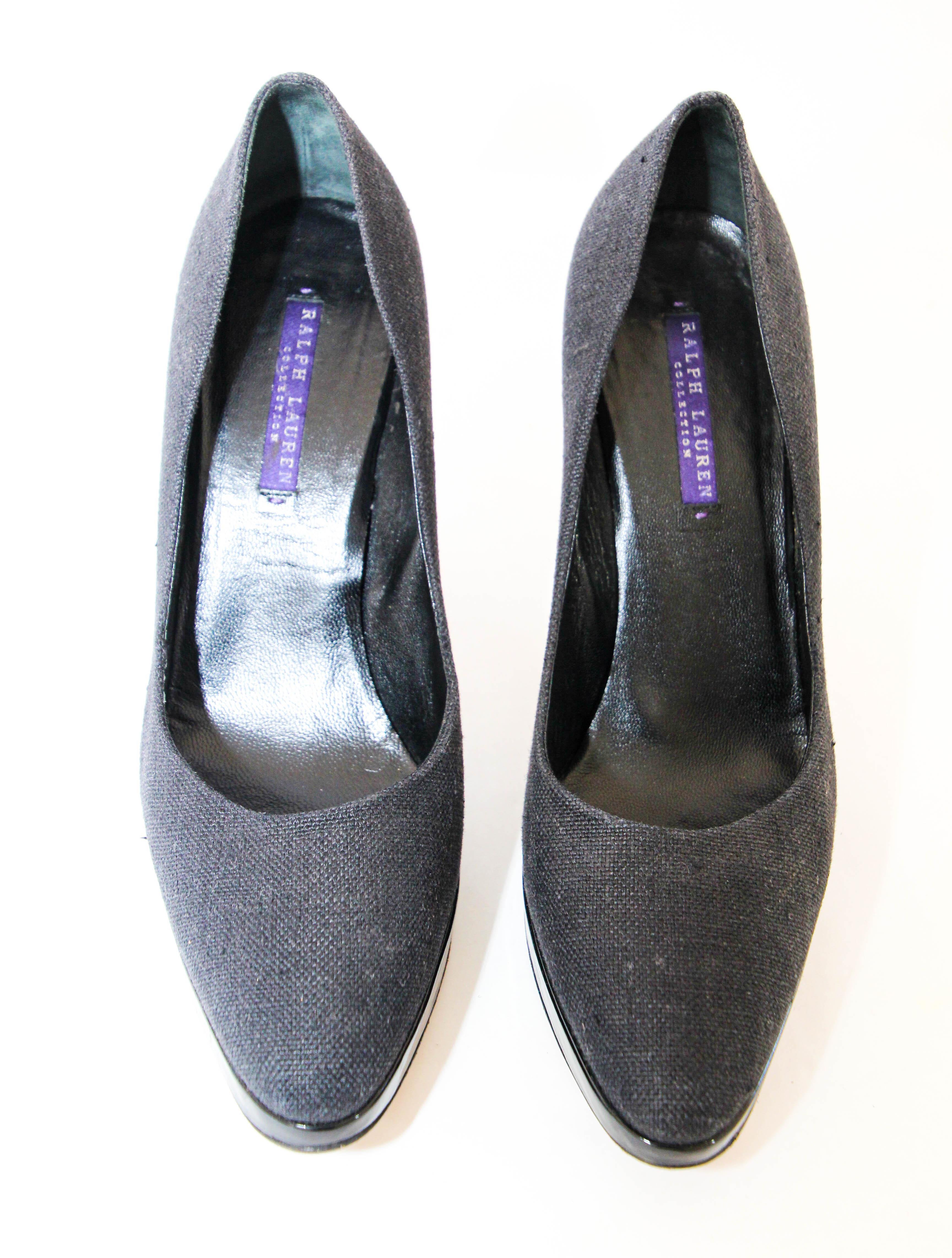 Ralph Lauren Purple Label Black Celia Tweed Heels Size 9.5 en vente 11