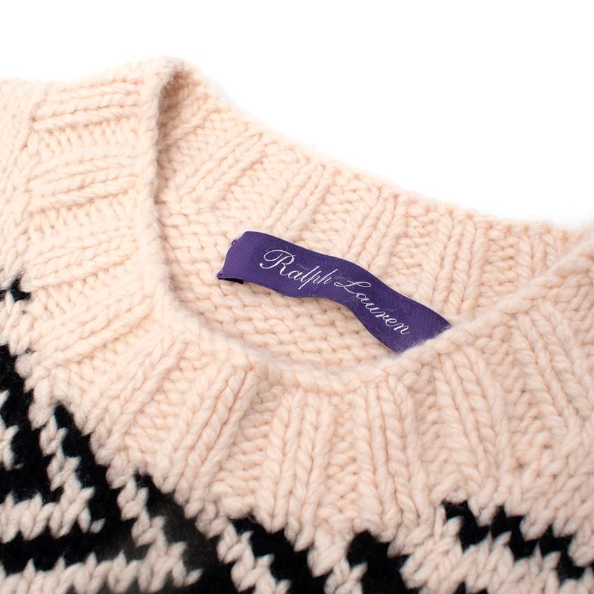 Ralph Lauren Purple Label Schwarzer & cremefarbener Fairisle-Strickpullover Damen im Angebot