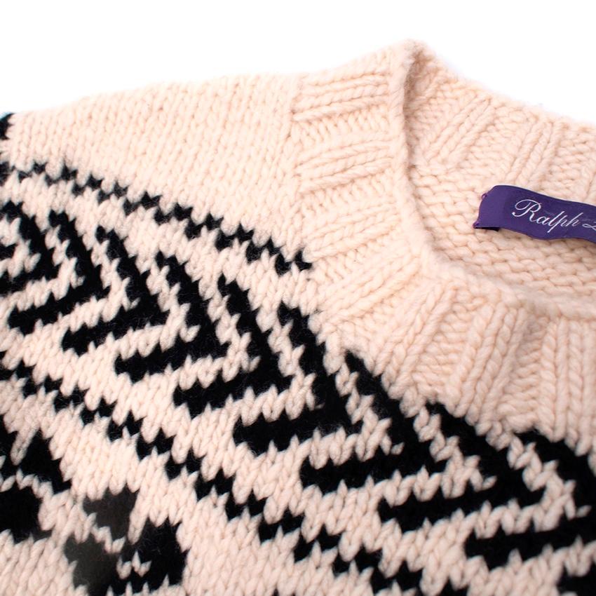 Ralph Lauren Purple Label Schwarzer & cremefarbener Fairisle-Strickpullover im Angebot 1