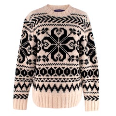 Ralph Lauren Purple Label Schwarzer & cremefarbener Fairisle-Strickpullover