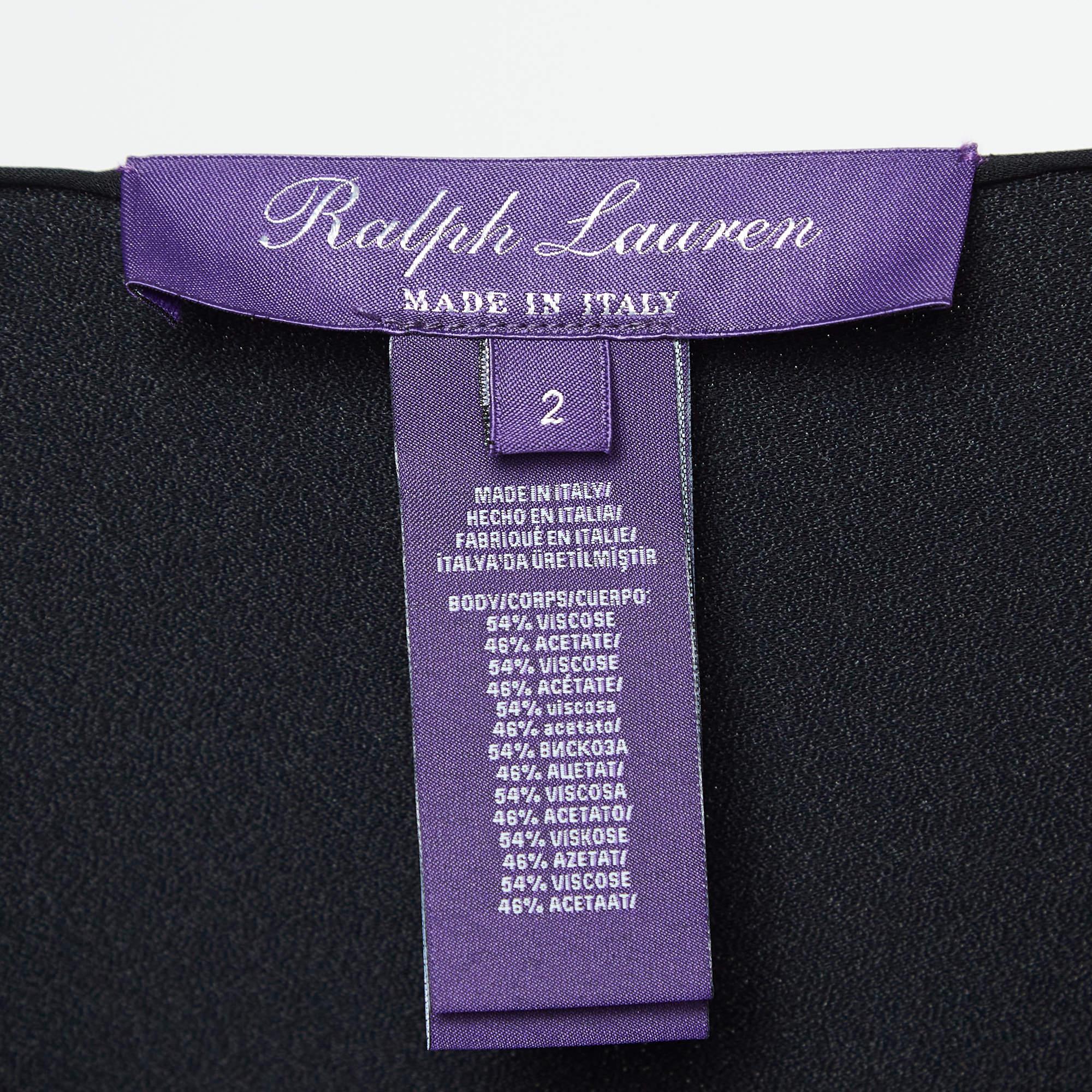 Ralph Lauren Purple Label Black Embroidered Crepe Cape Blouse S 1