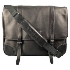 RALPH LAUREN Lila Label Schwarzes Leder-Aktentasche