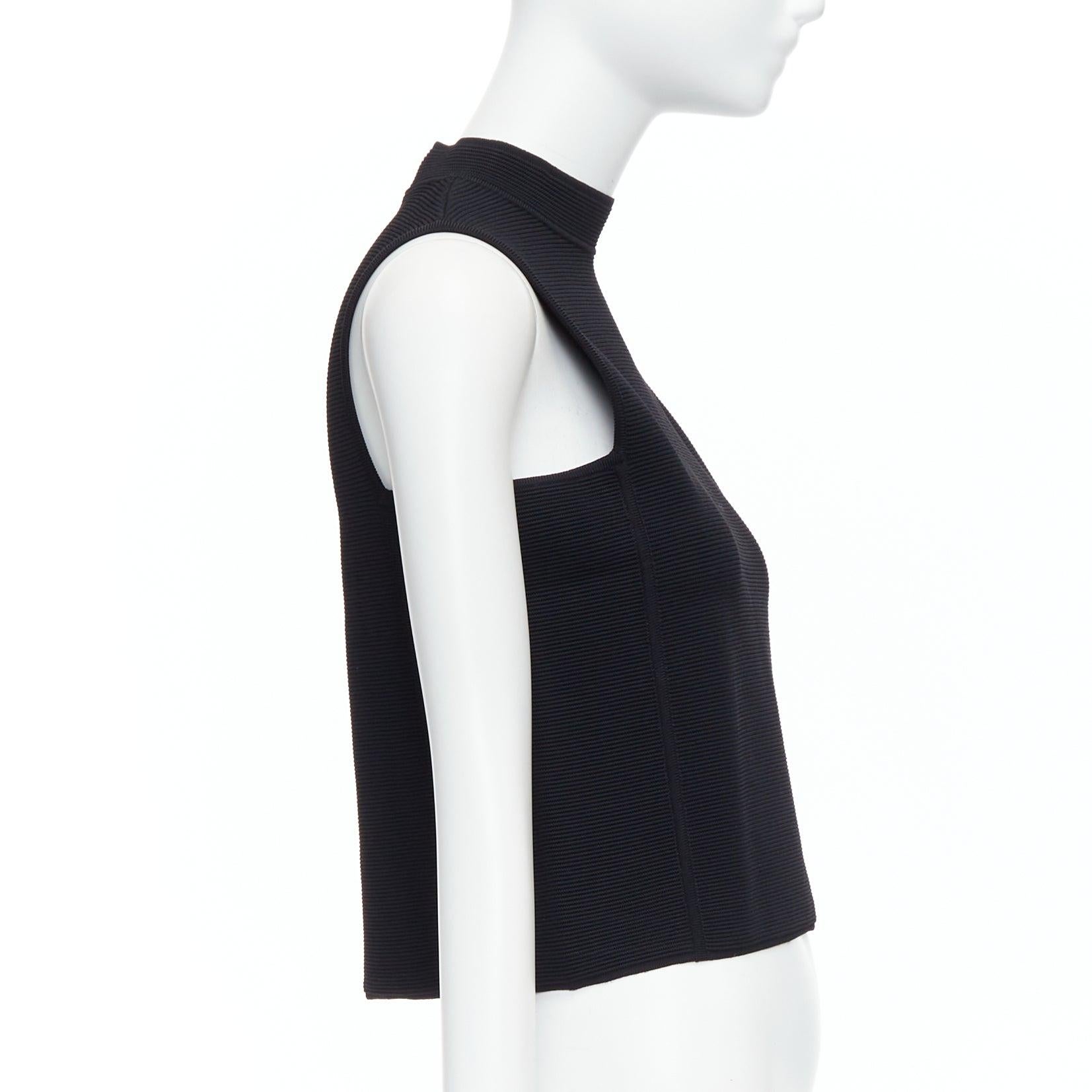 RALPH LAUREN PURPLE LABEL black square armhole hi neck crop top S In Excellent Condition For Sale In Hong Kong, NT