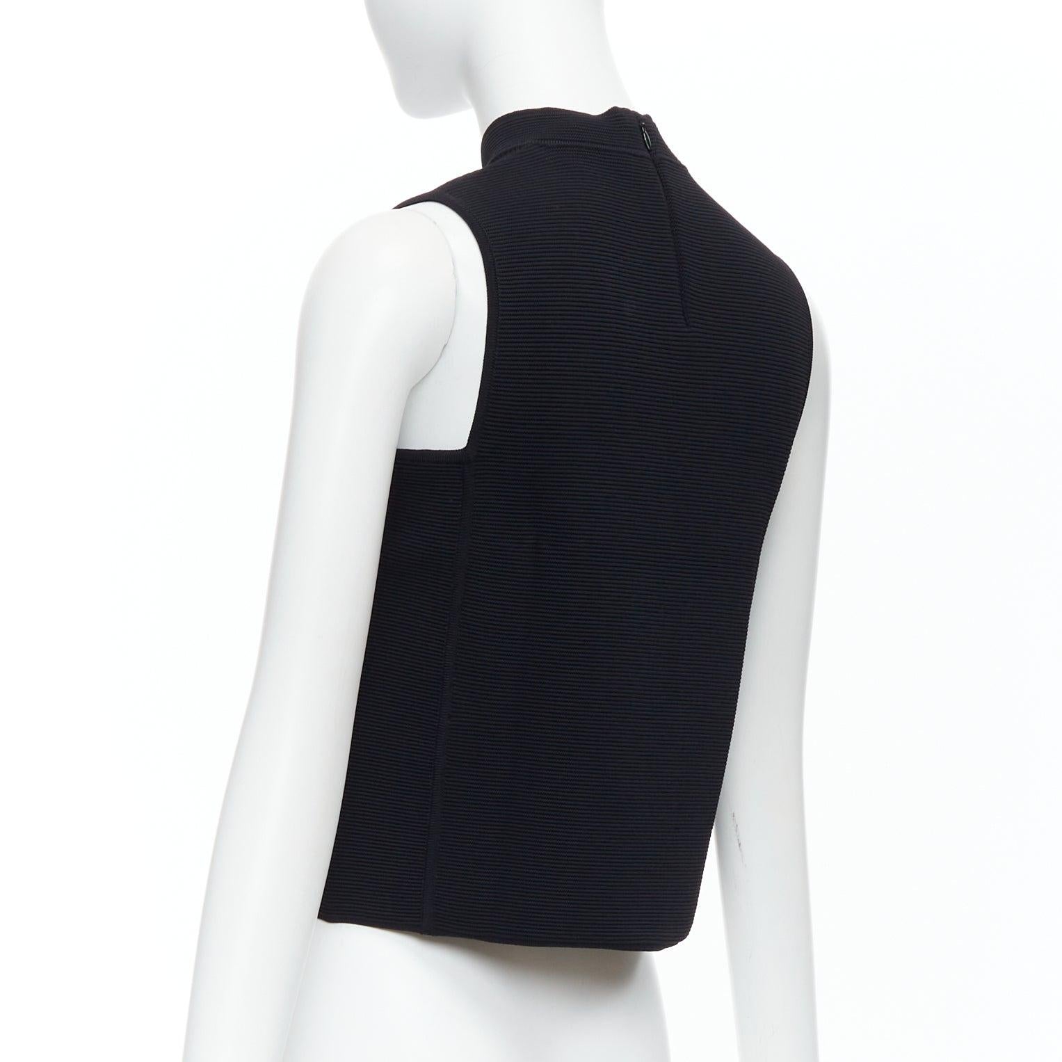 RALPH LAUREN PURPLE LABEL black square armhole hi neck crop top S For Sale 1