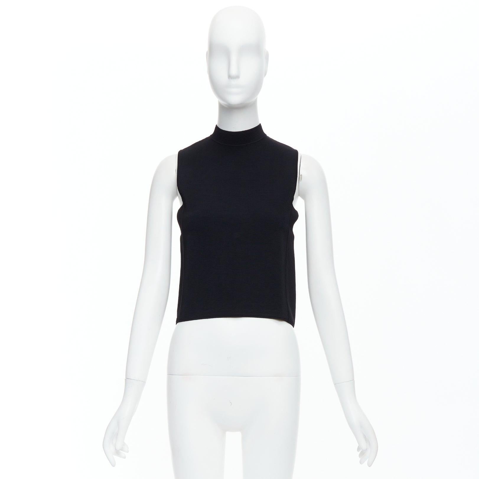 RALPH LAUREN PURPLE LABEL black square armhole hi neck crop top S For Sale 4