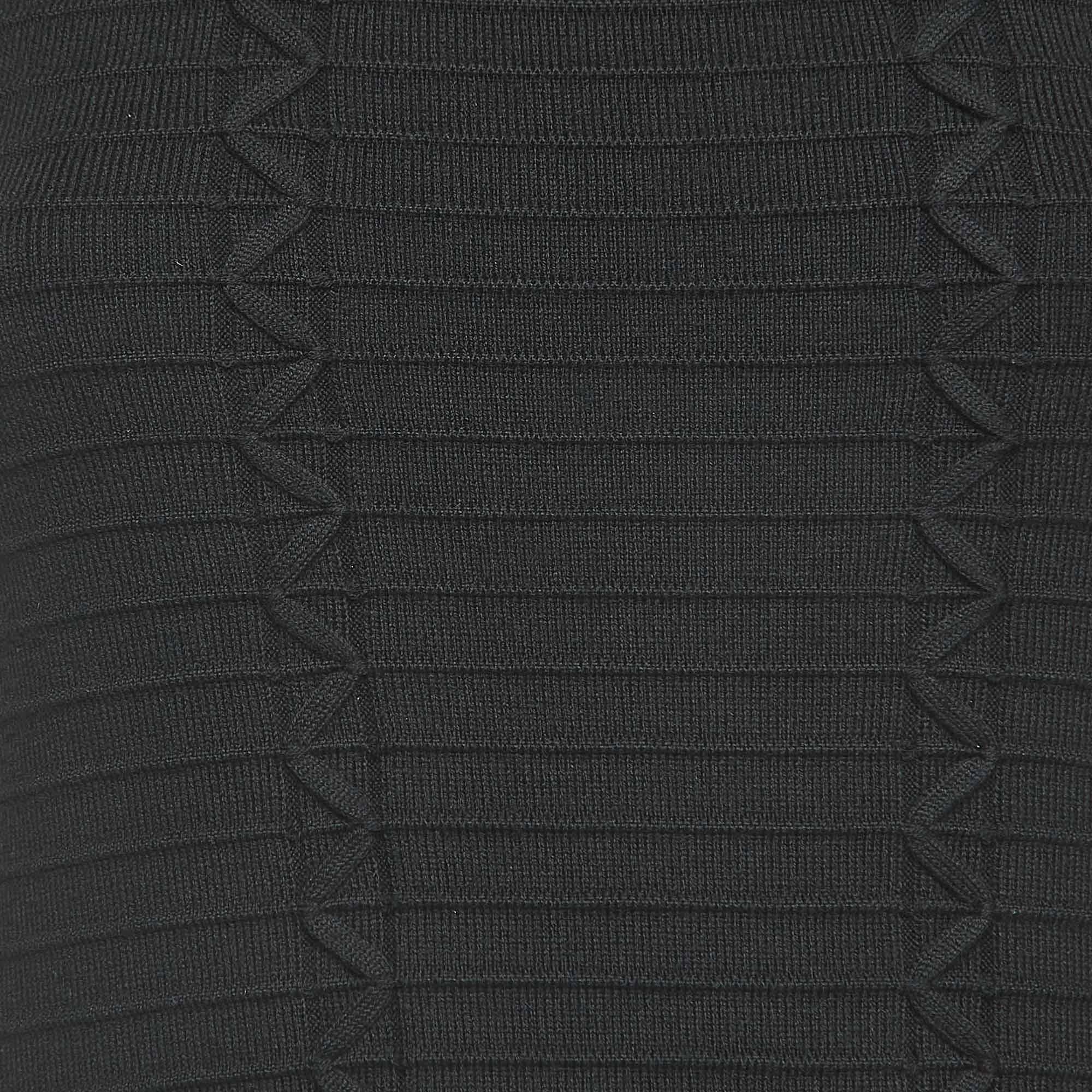 Ralph Lauren Purple Label Black Stipe Knit Sleeveless Midi Dress XS In Excellent Condition In Dubai, Al Qouz 2