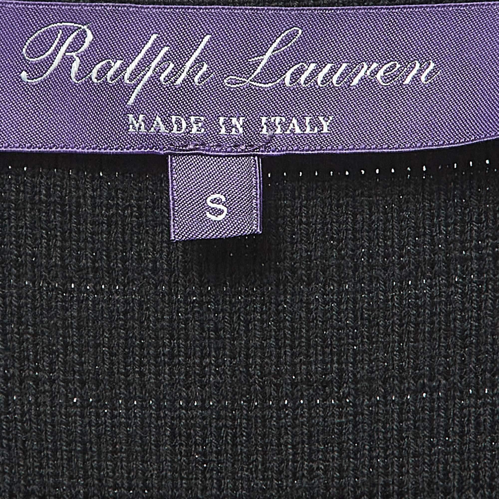 Women's Ralph Lauren Purple Label Black Stipe Knit Sleeveless Midi Dress XS