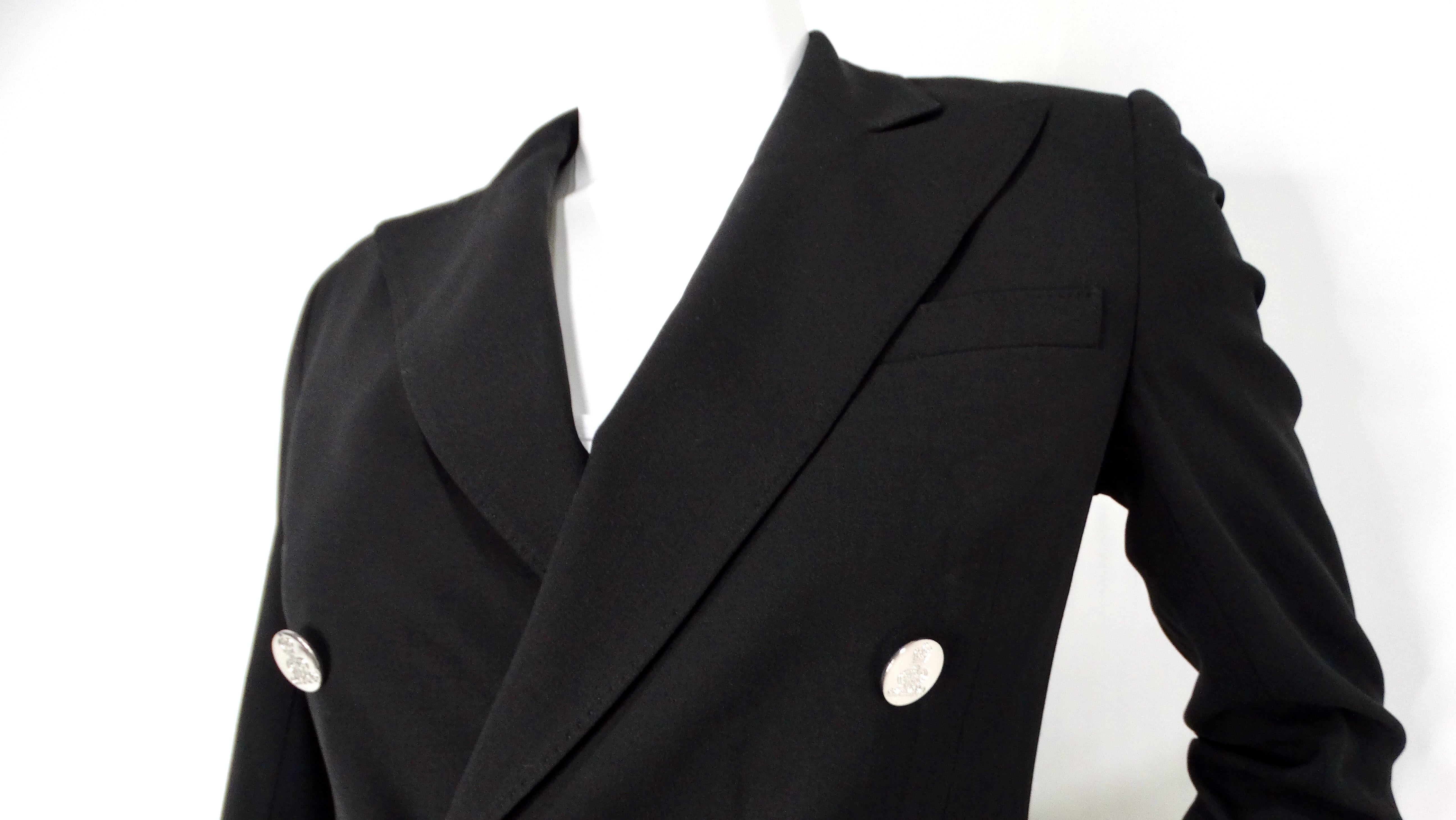 Ralph Lauren Purple Label Blazer de doble botonadura en mezcla de lana negra Negro en venta
