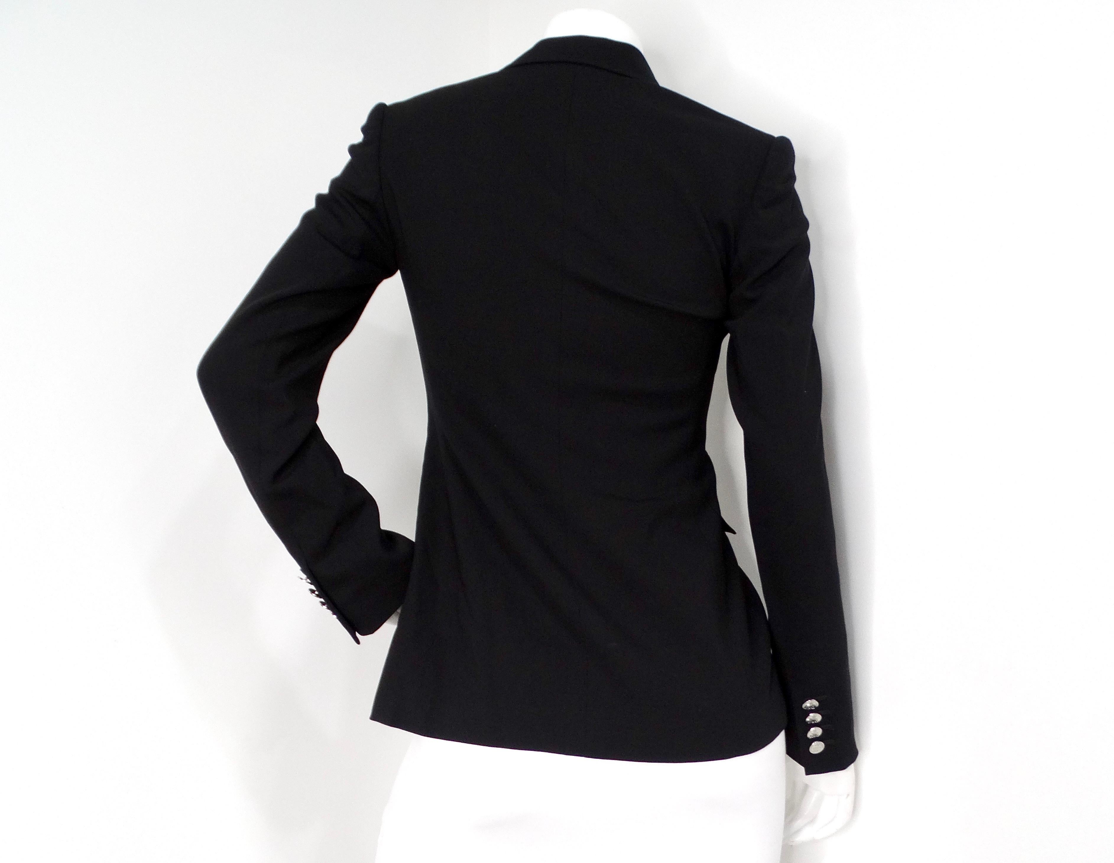 Ralph Lauren Purple Label Blazer de doble botonadura en mezcla de lana negra en venta 1