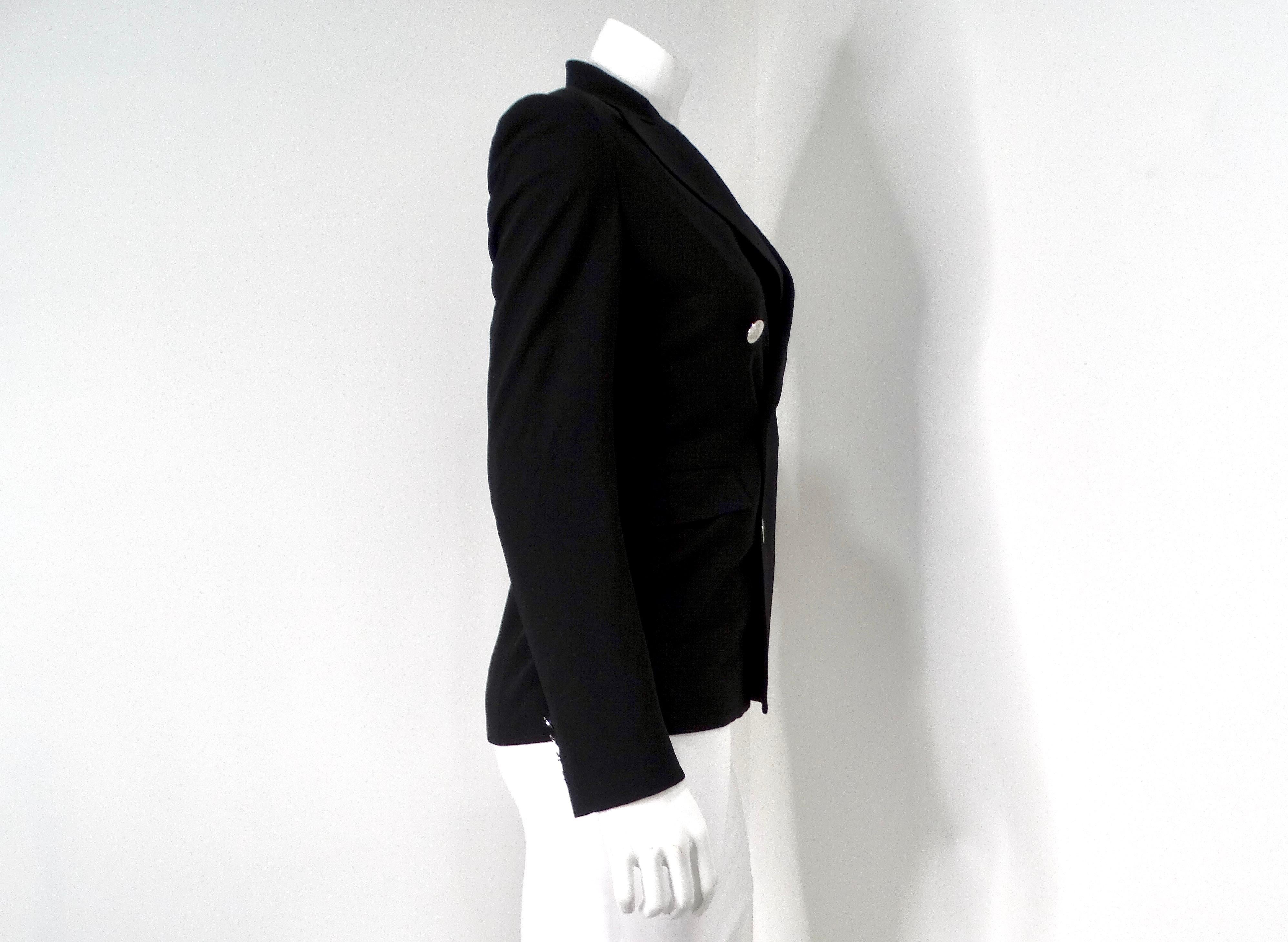 Ralph Lauren Purple Label Blazer de doble botonadura en mezcla de lana negra en venta 2