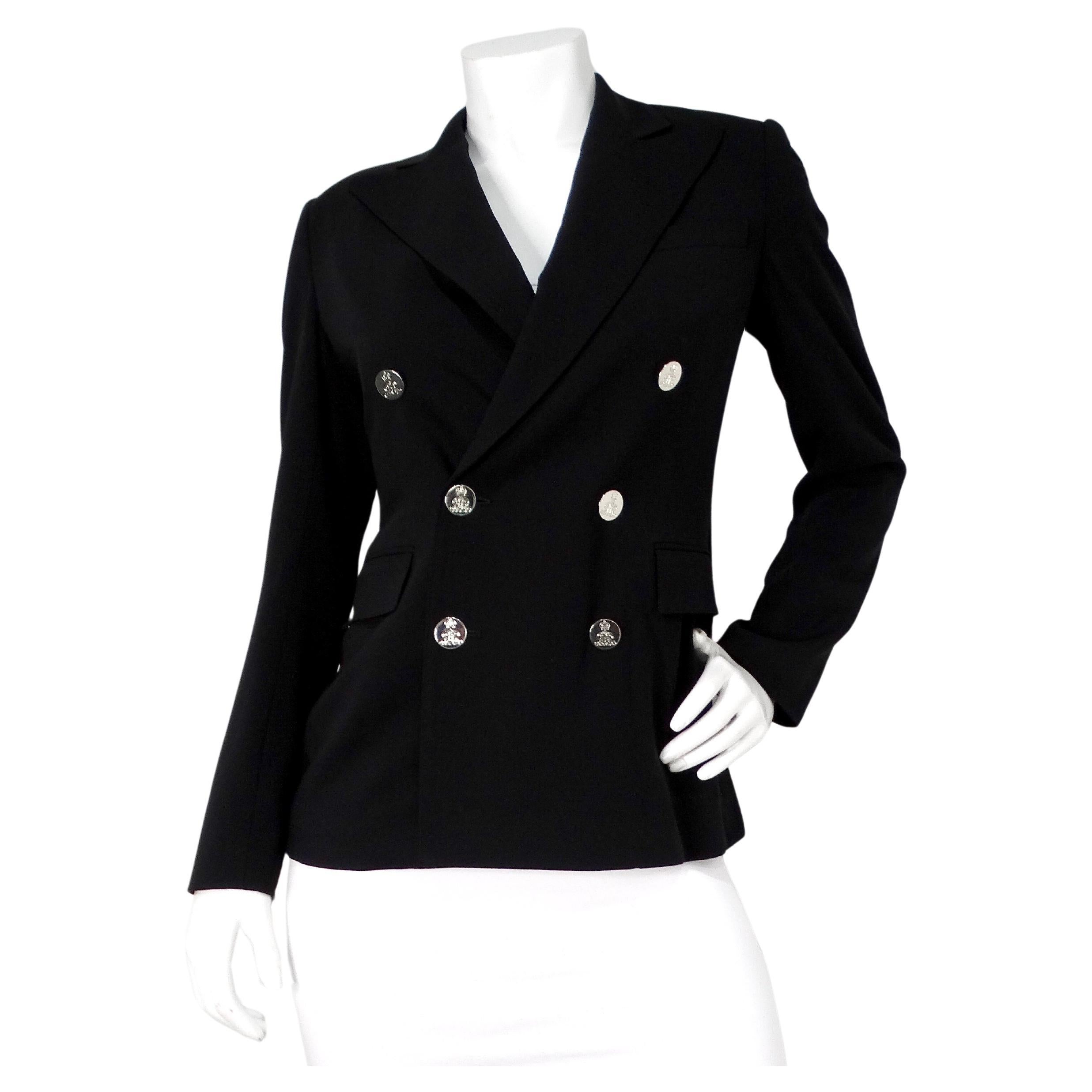 Ralph Lauren Purple Label Blazer de doble botonadura en mezcla de lana negra en venta