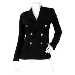 Ralph Lauren Purple Label Black Wool Blend Double-Breasted Blazer