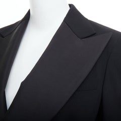 RALPH LAUREN Purple Label black wool blend double breasted tuxedo suit US2 S