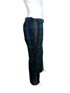 Ralph Lauren Purple Label Blackwatch Plaid Wool Tuxedo Stripe Trousers Size 36
