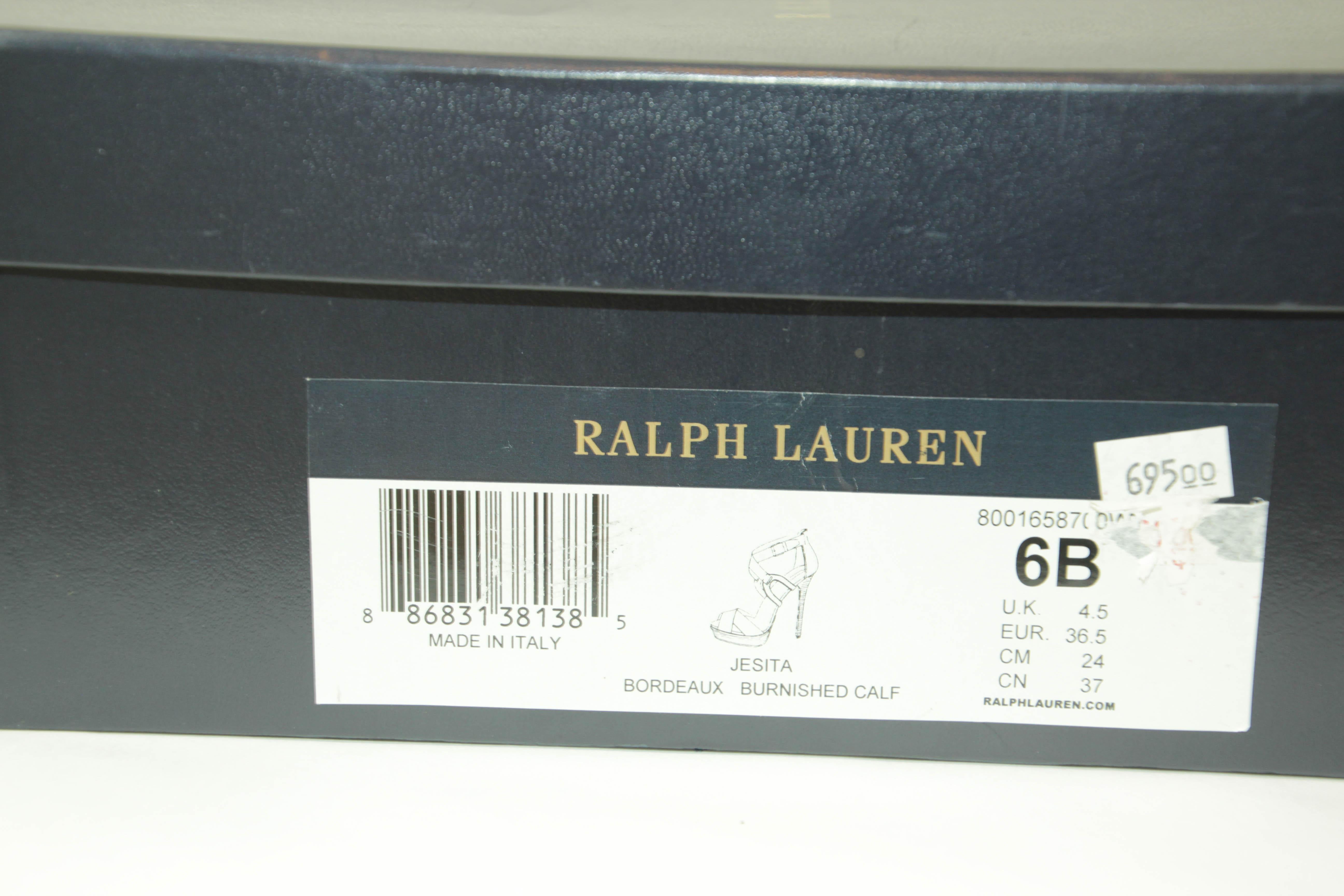 Ralph Lauren Purple Label Brown Leather Ankle Strap Sandals Size 6 B For Sale 13