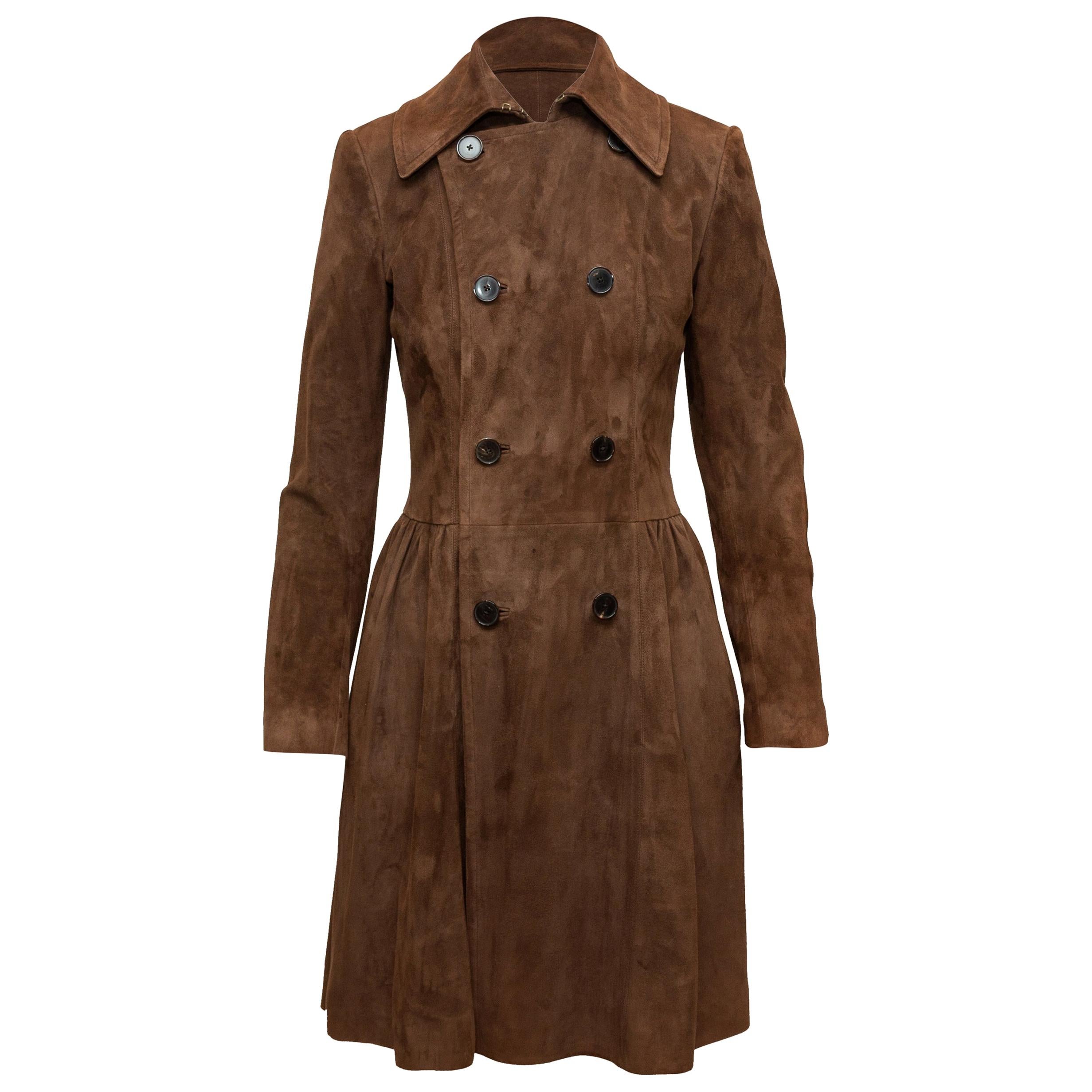 Ralph Lauren Purple Label Brown Suede Princess Coat