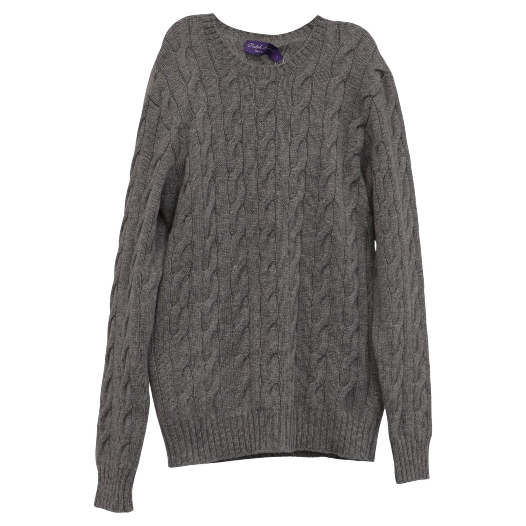 Ralph Lauren Purple Label Zopfmusterpullover aus grauem Kaschmir